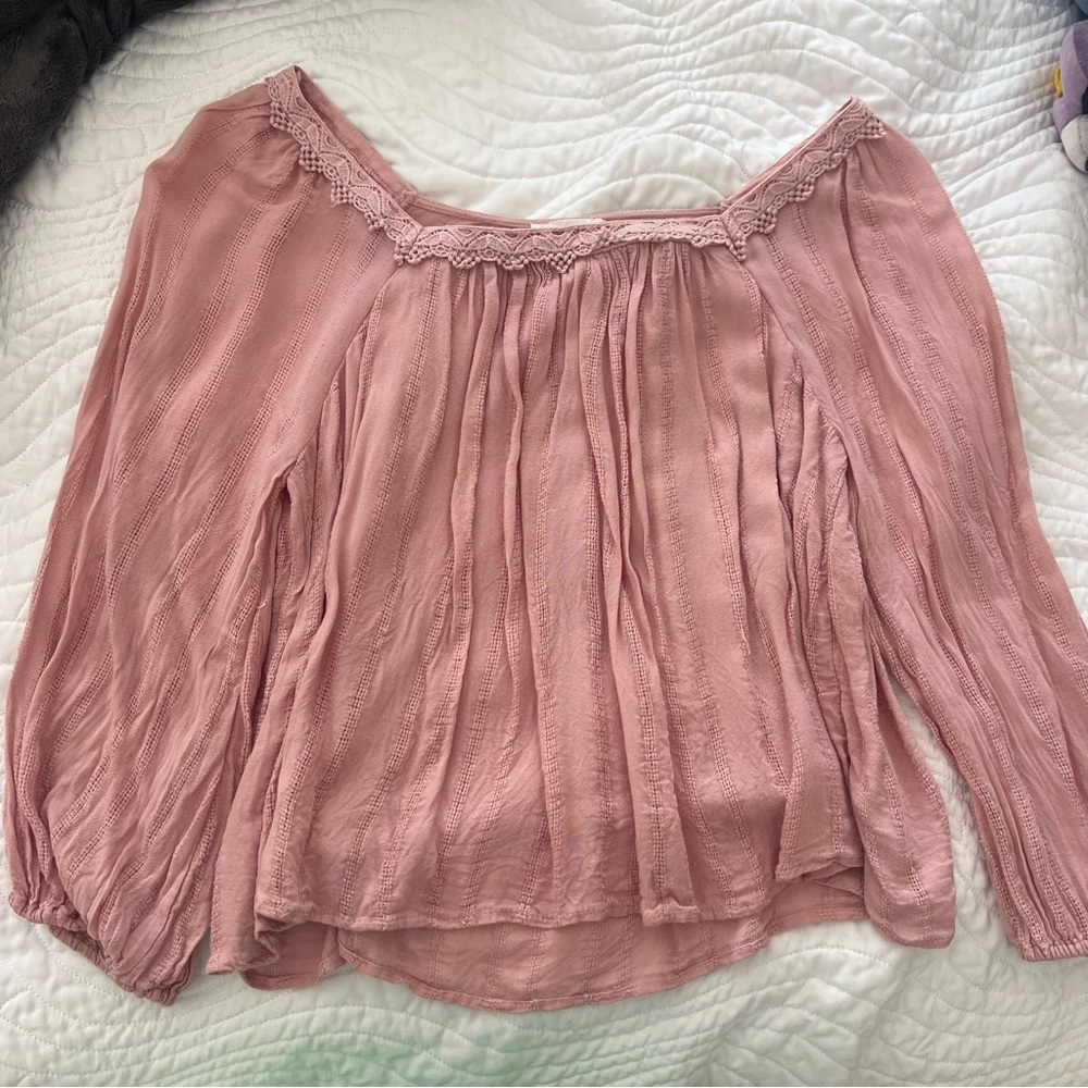 lush pink pleated relaxed blouse